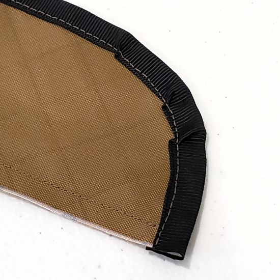 grosgrain ribbon around a curve, with some rippling showing. 